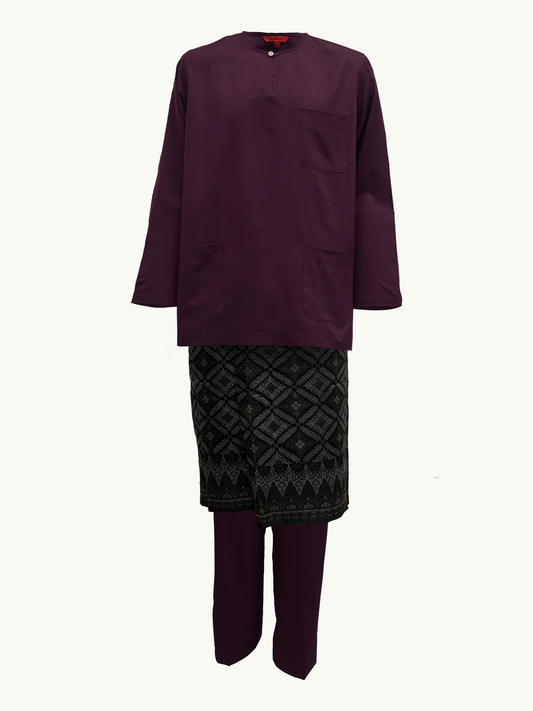 BAJU MELAYU AMIIR TELUK BELANGA (LOT 1) - AUBERGINE