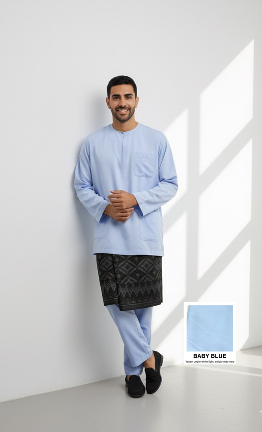 BAJU MELAYU AMIIR TELUK BELANGA (BASIC) - BABY BLUE