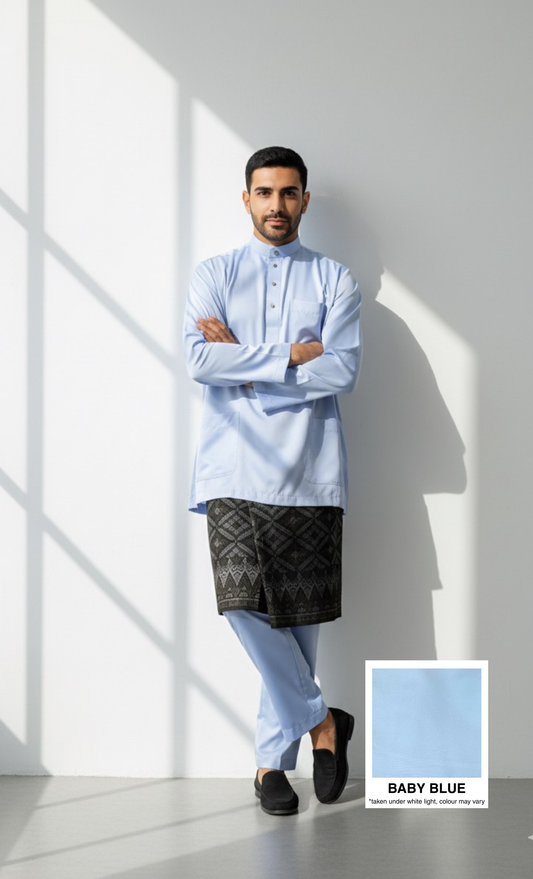 BAJU MELAYU AMIIR CEKAK MUSANG (BASIC) - BABY BLUE