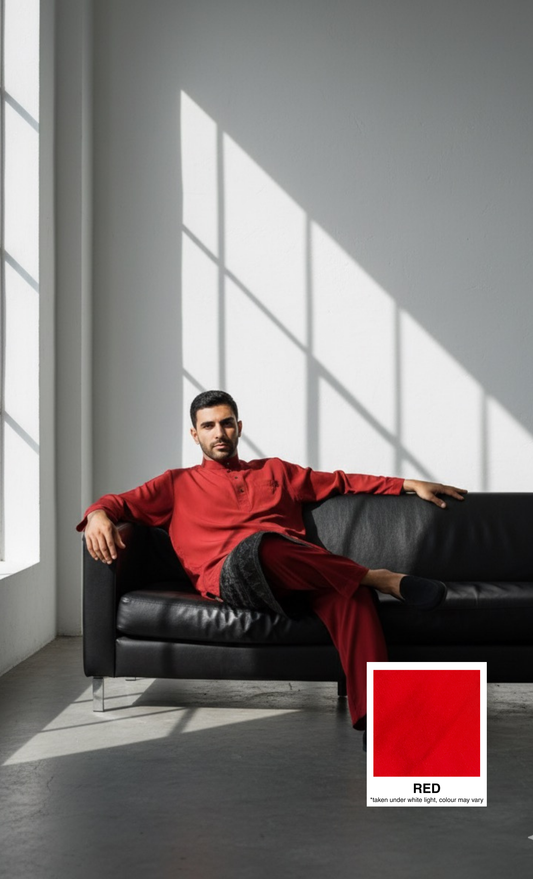 BAJU MELAYU AMIIR CEKAK MUSANG (BASIC) - RED