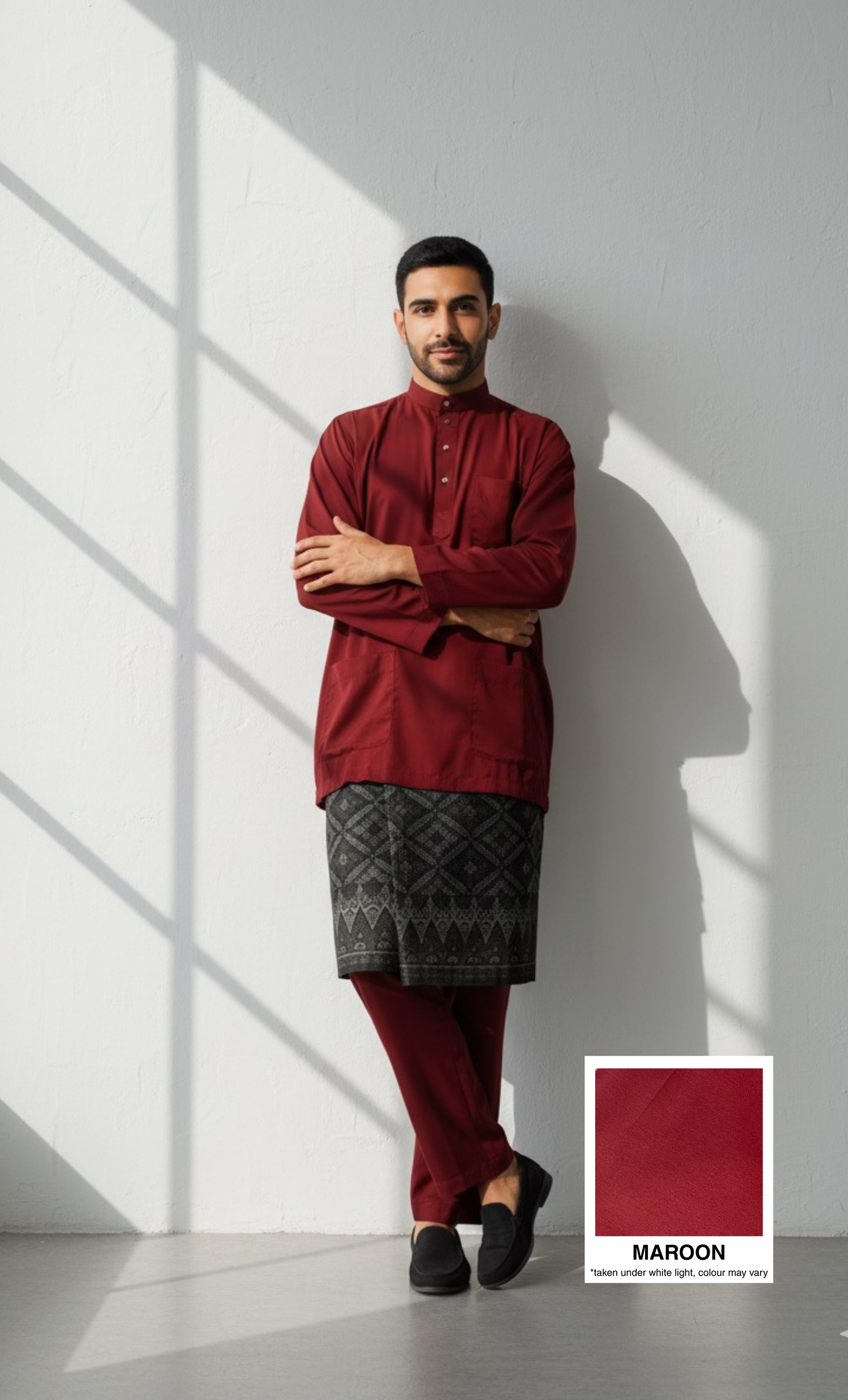 BAJU MELAYU AMIIR CEKAK MUSANG (BASIC) - MAROON