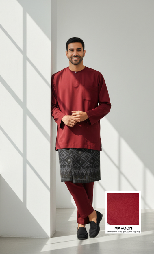 BAJU MELAYU AMIIR TELUK BELANGA (BASIC) - MAROON