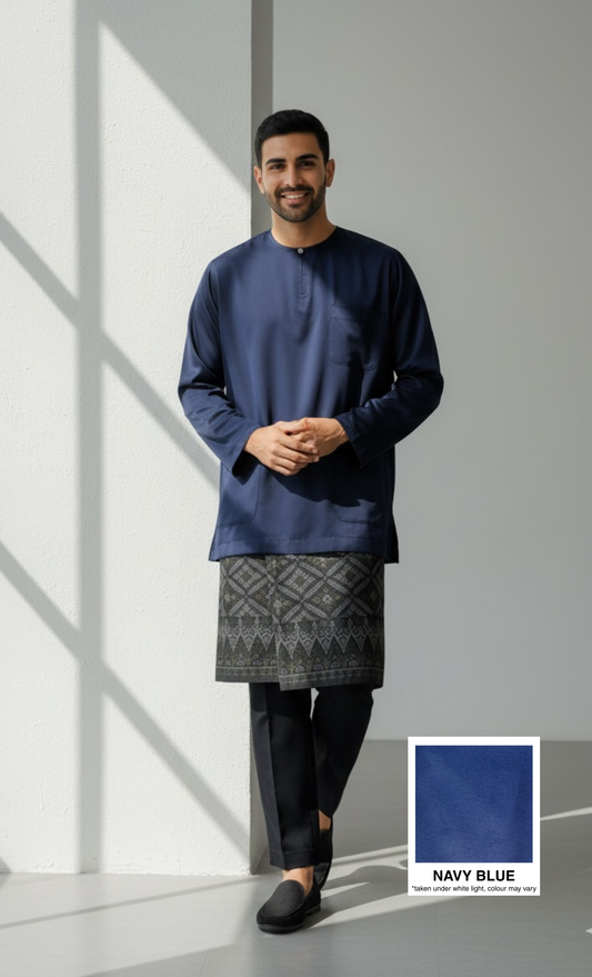 BAJU MELAYU AMIIR TELUK BELANGA (BASIC) - NAVY BLUE