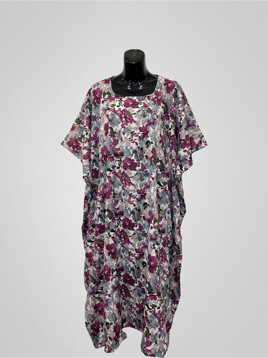 KAFTAN FLORAL (MOTHER & DAUGHTER) - PURPLE