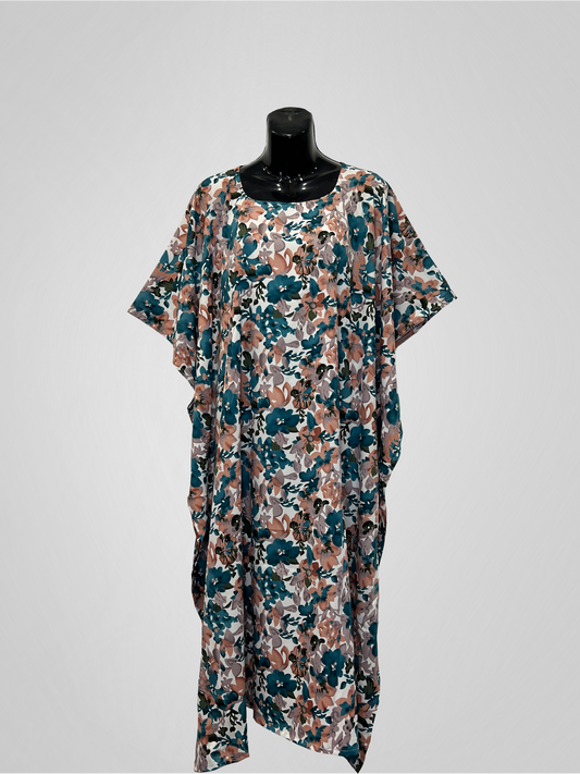 KAFTAN FLORAL (MOTHER & DAUGHTER) - TEAL
