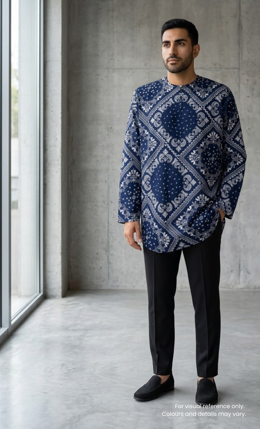 KURTA HOOD - NAVY BLUE