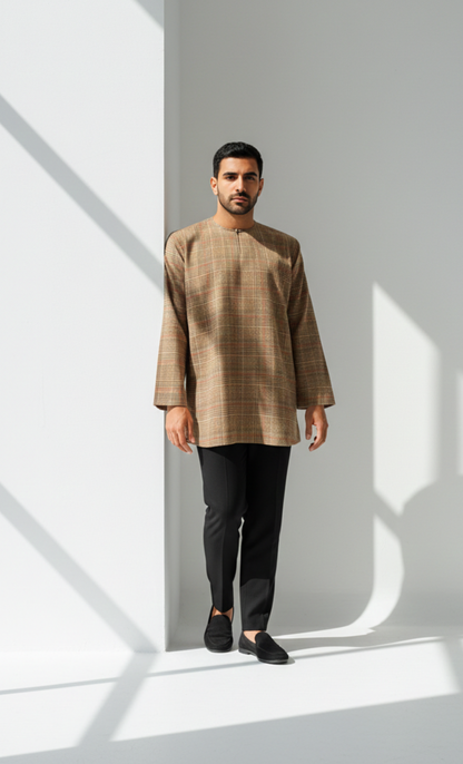 KURTA HOUNDSTOOTH - BROWN