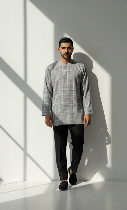 KURTA HOUNDSTOOTH - WHITE