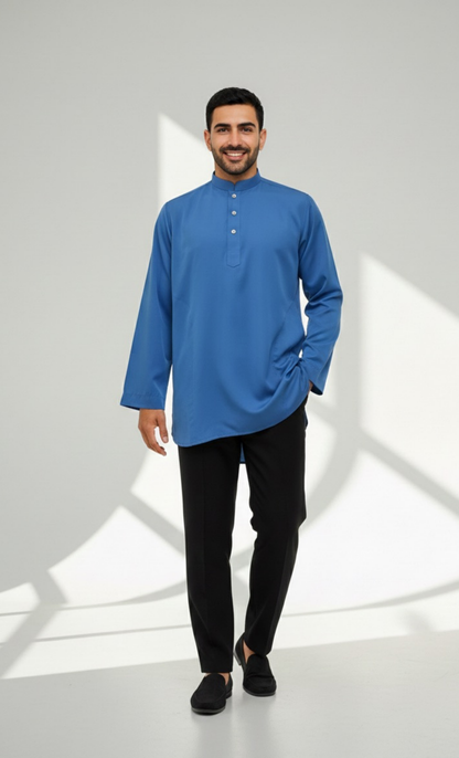 KURTA SUPERSILKY COLLAR - BLUE
