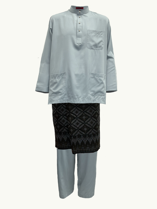 BAJU MELAYU AMIIR CEKAK MUSANG (BASIC) - LIGHT GREY