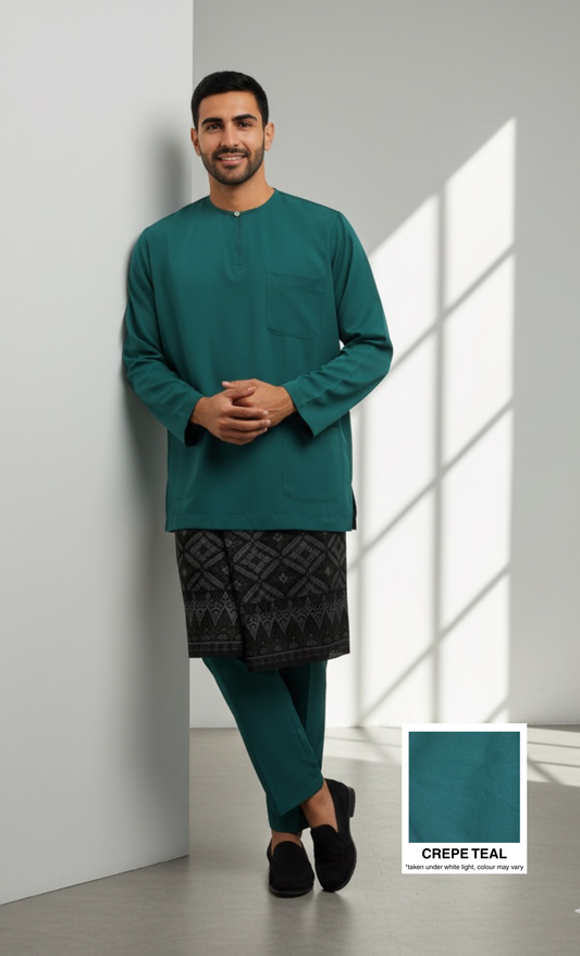 BAJU MELAYU AMIIR TELUK BELANGA (LOT 1) - CREPE TEAL