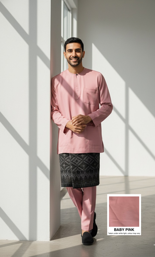 BAJU MELAYU AMIIR TELUK BELANGA (LOT 2) - BABY PINK