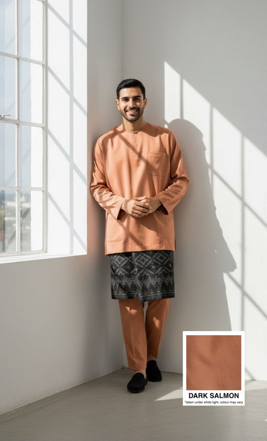 BAJU MELAYU AMIIR TELUK BELANGA (LOT 2) - DARK SALMON
