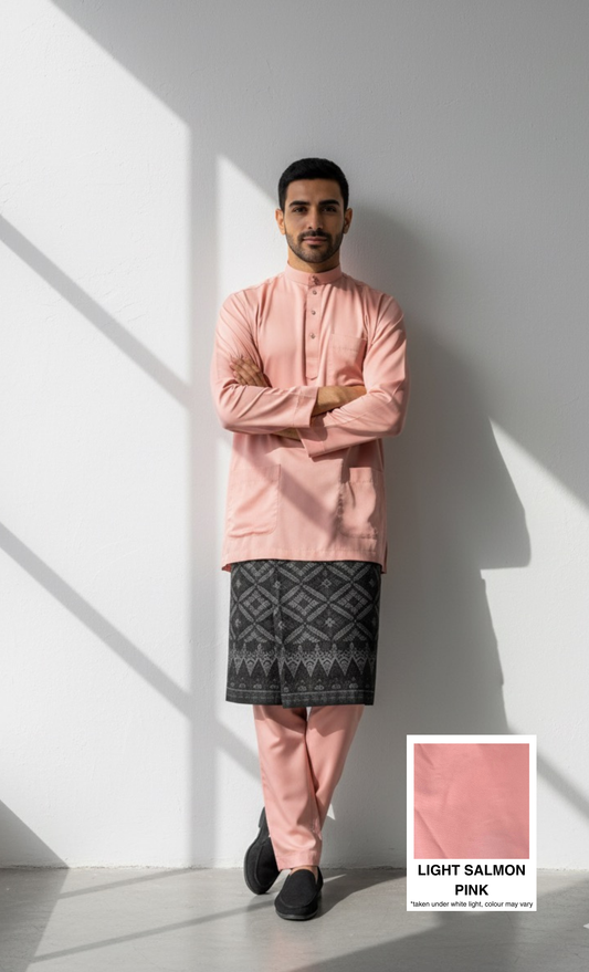 BAJU MELAYU AMIIR CEKAK MUSANG (LOT 5) - LIGHT SALMON PINK