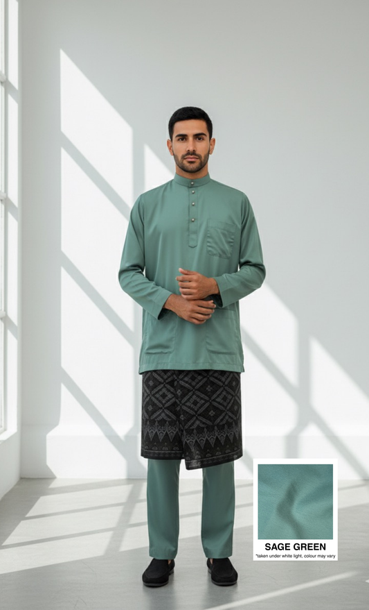 BAJU MELAYU AMIIR CEKAK MUSANG (LOT 5) - SAGE GREEN