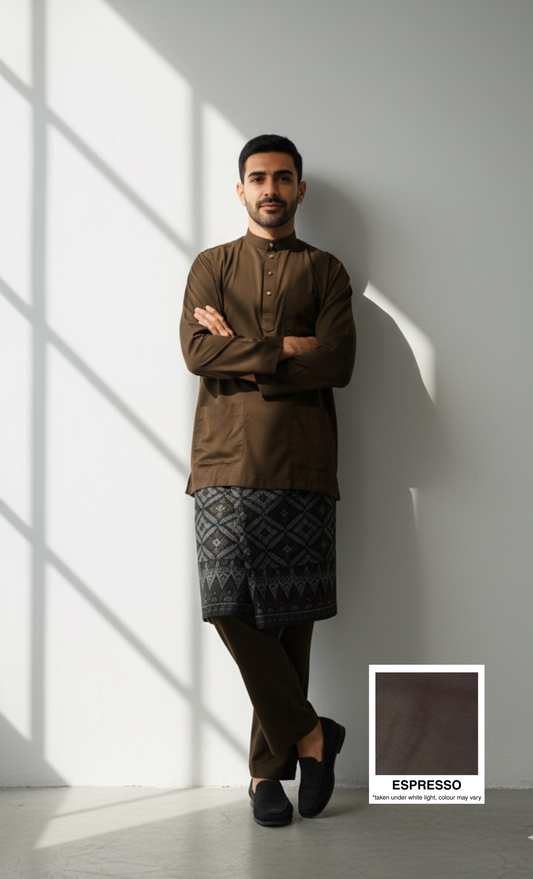 BAJU MELAYU AMIIR CEKAK MUSANG (LOT 6) - ESPRESSO
