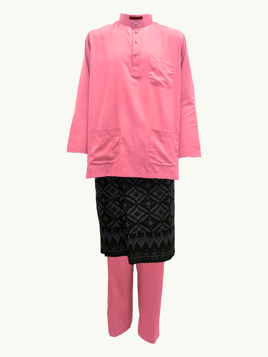 BAJU MELAYU AMIIR CEKAK MUSANG (LOT 6) - PINK DAISY