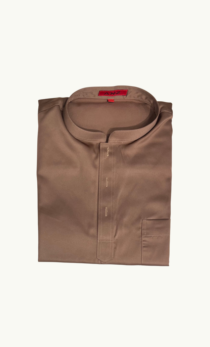 LUX BAJU MELAYU CEKAK MUSANG - SATIN, CHOCOLATE