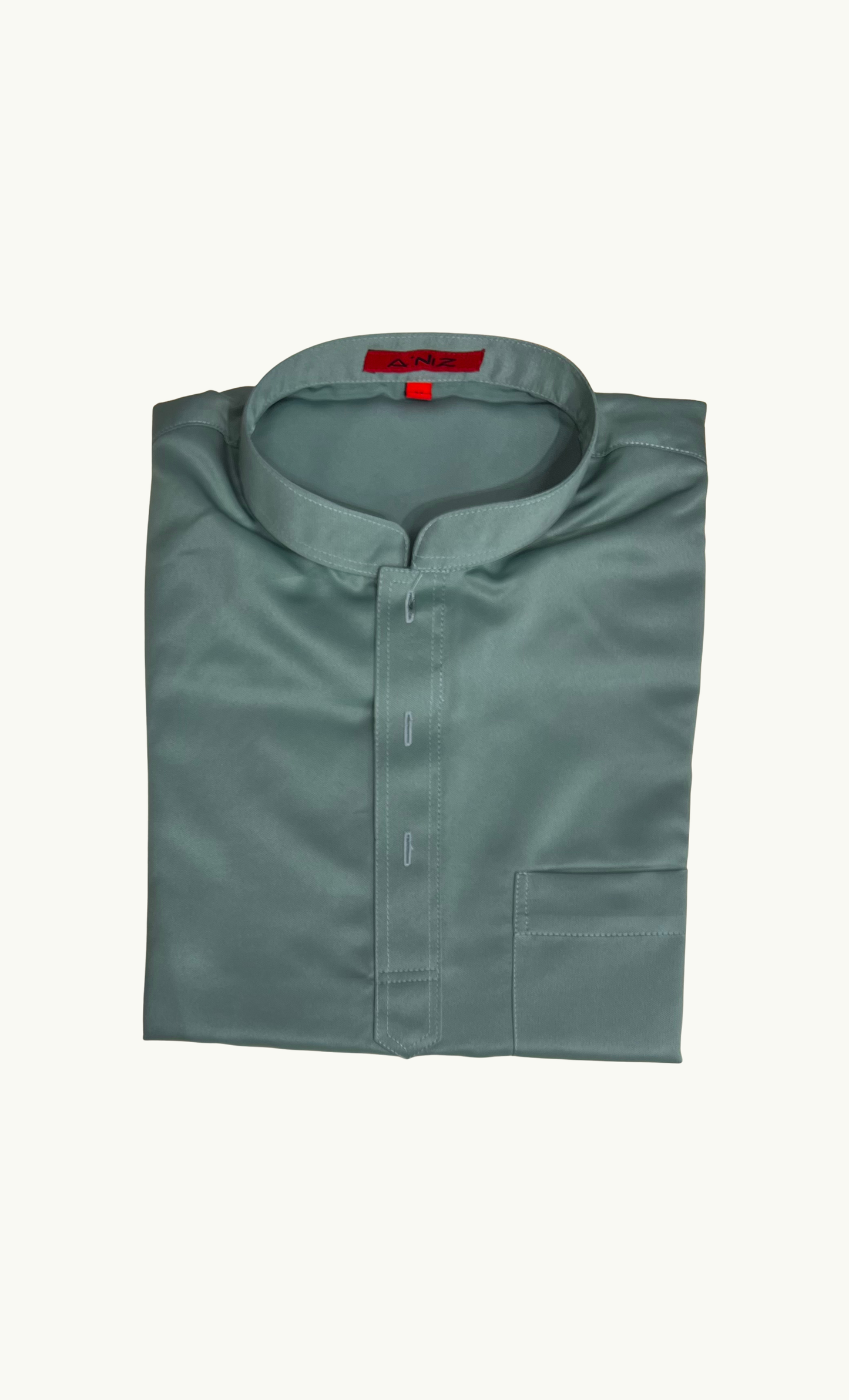 LUX BAJU MELAYU CEKAK MUSANG - SATIN, SAGE GREEN