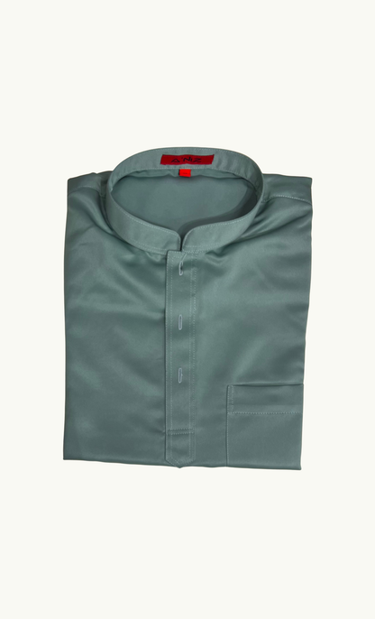 LUX BAJU MELAYU CEKAK MUSANG - SATIN, SAGE GREEN