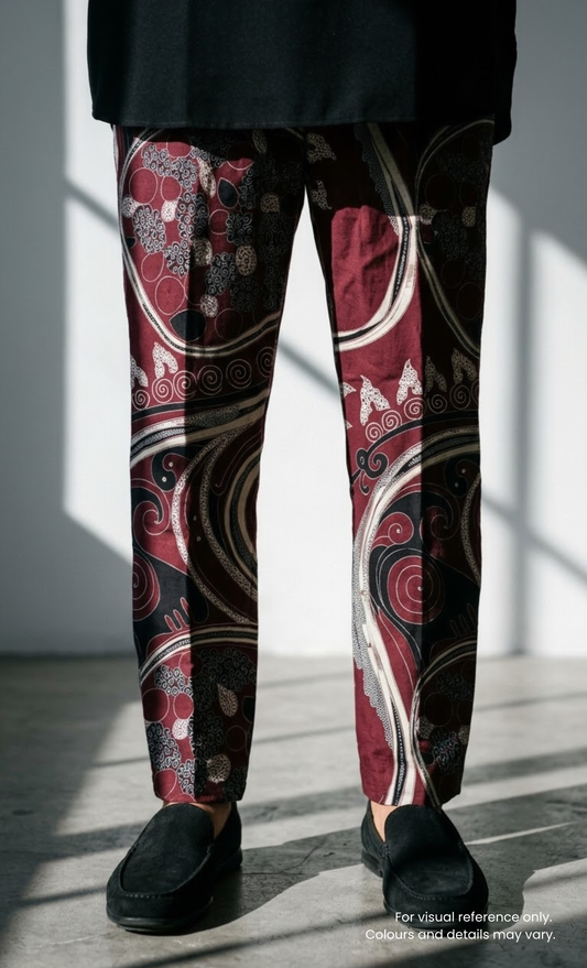 BATIK PANTS - STONE, MAROON