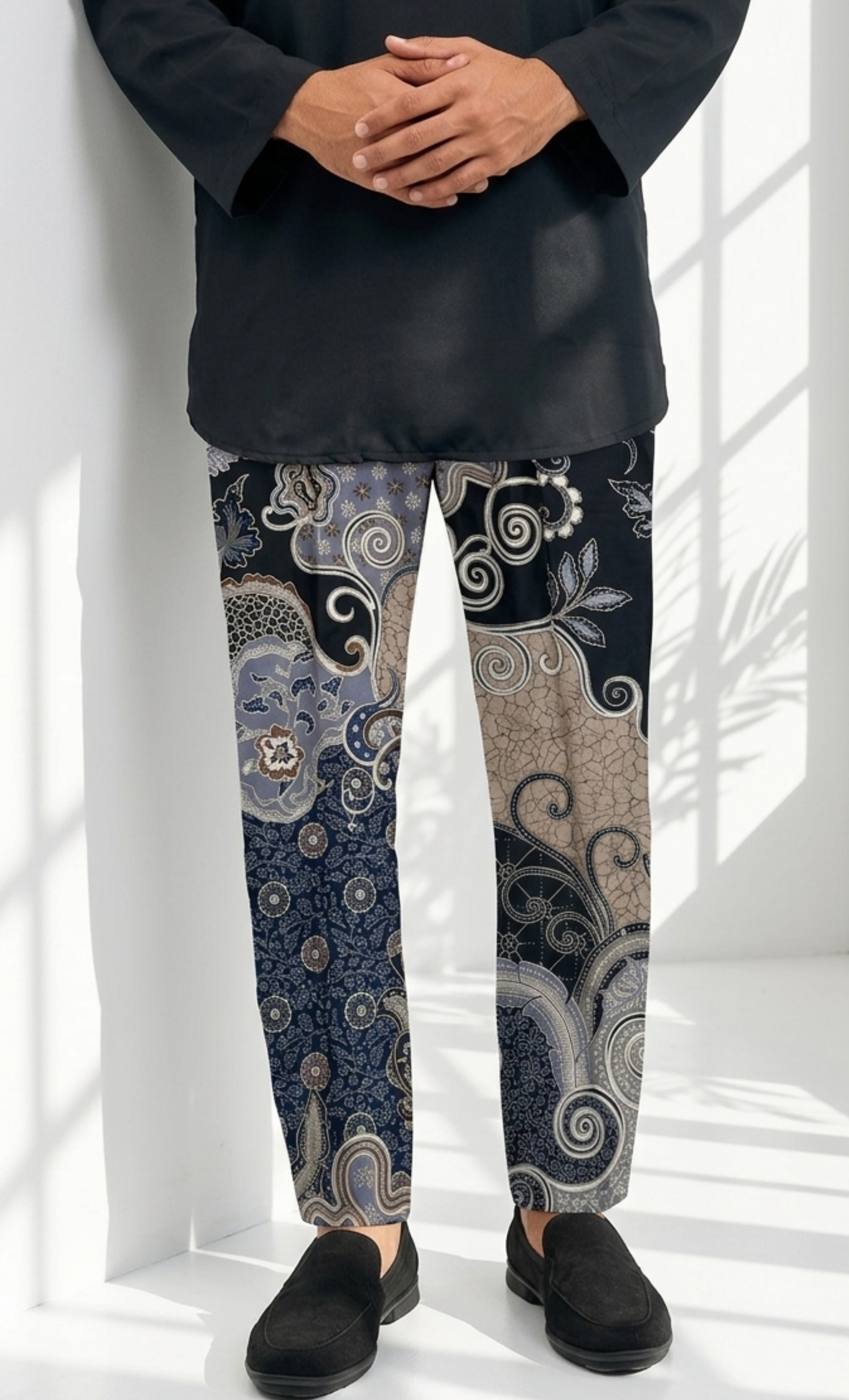 BATIK PANTS, ANISE - ASH BLUE