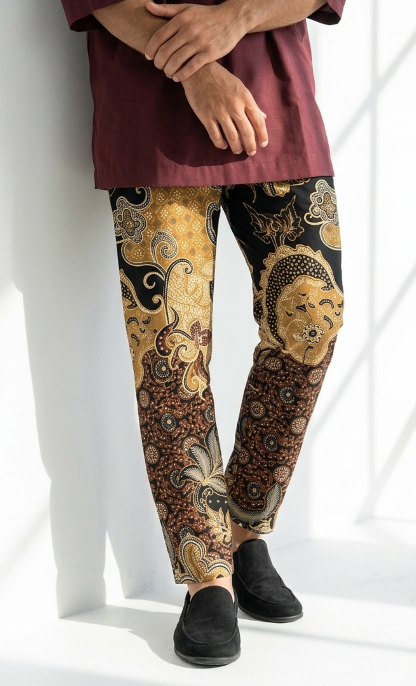 BATIK PANTS, ANISE - SALMON