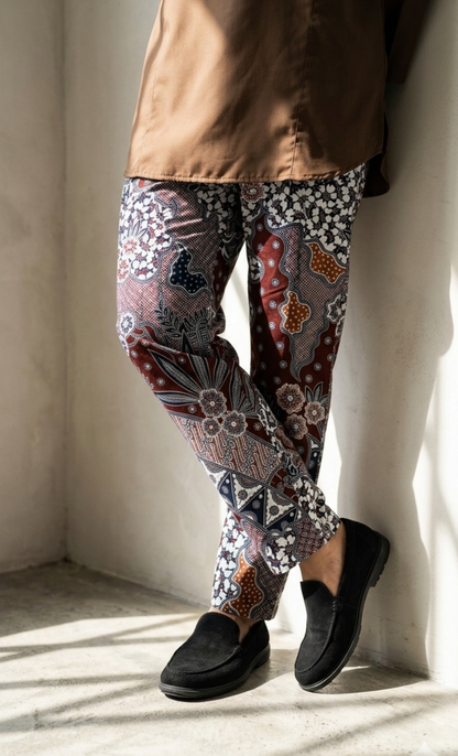 BATIK PANTS, PEBBLE - BROWN