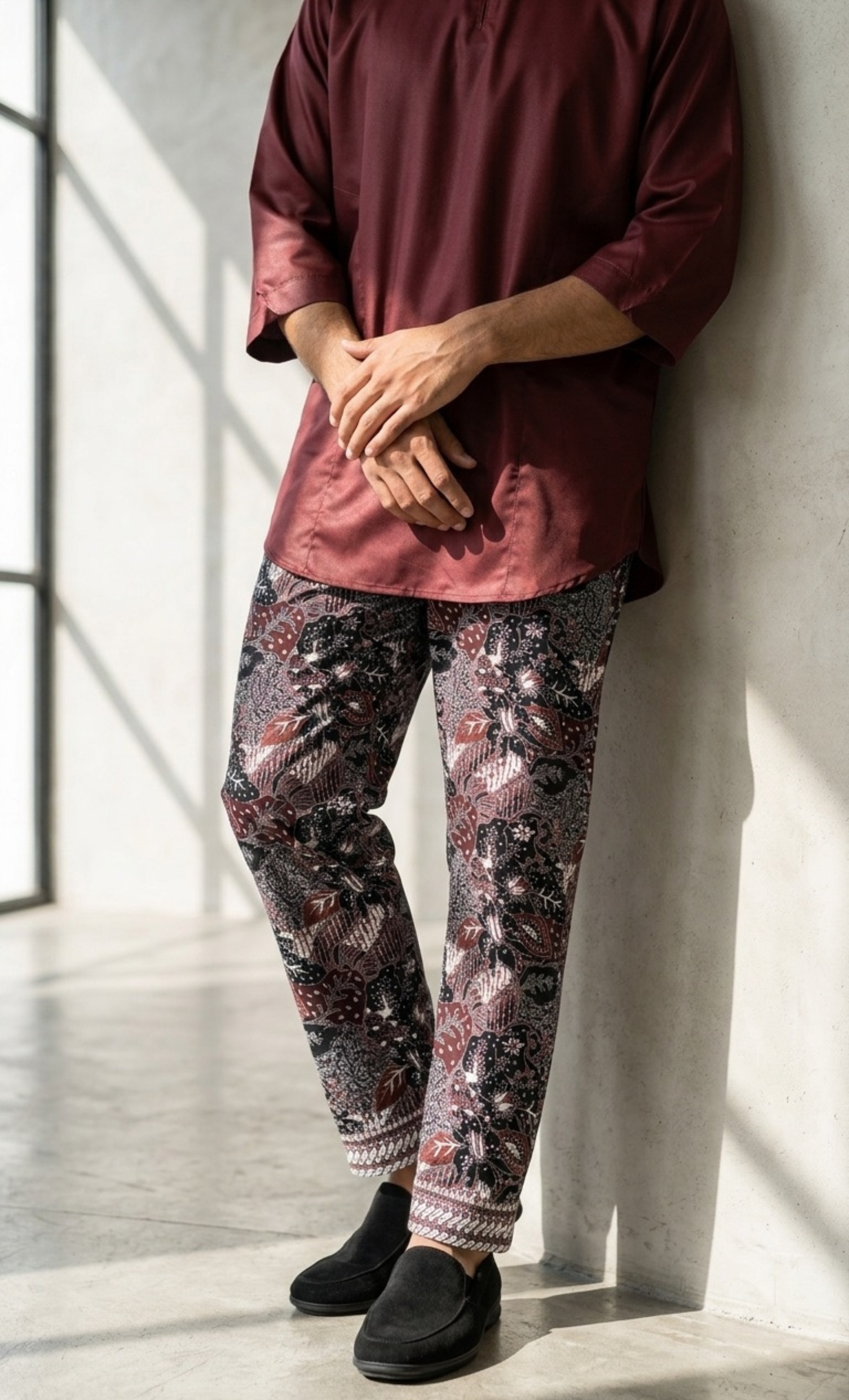 BATIK PANTS, LIRIS - MAROON