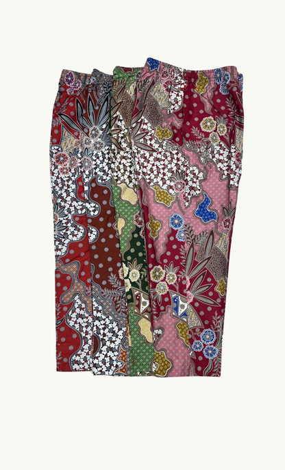 BATIK PANTS, PEBBLE - GREEN