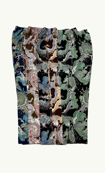 BATIK PANTS, MARBLE - BLACK/BLUE
